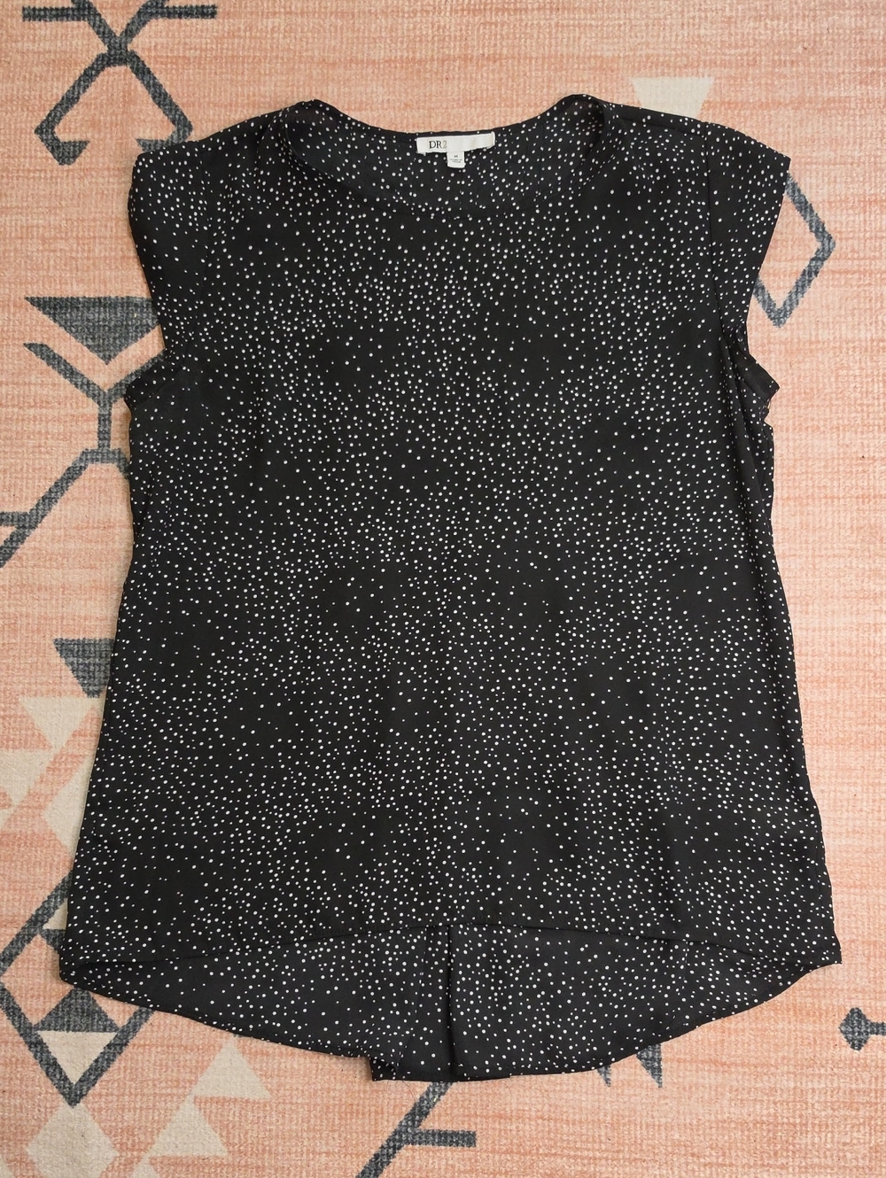 DR2 Black Sleeveless Dot-Print Blouse